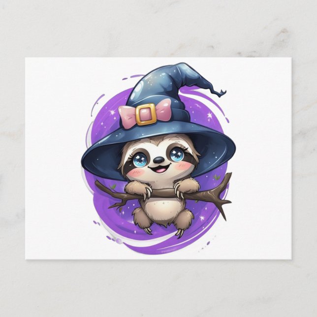 Witchy Sloth Postcard (Front)