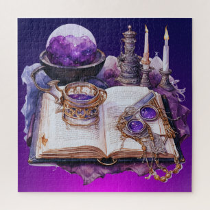 Witchy Spell Book Mystical Vibes Jigsaw Puzzle