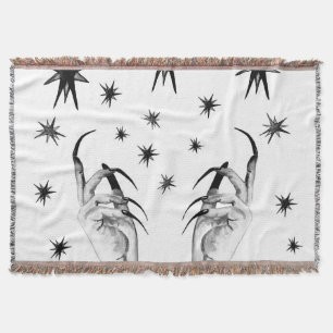 Witchy Stars: Halloween Night Background Throw Blanket