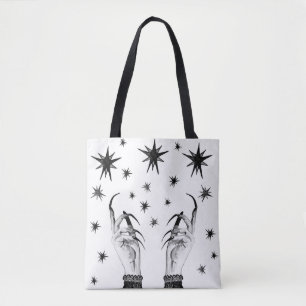 Witchy Stars: Halloween Night Background Tote Bag