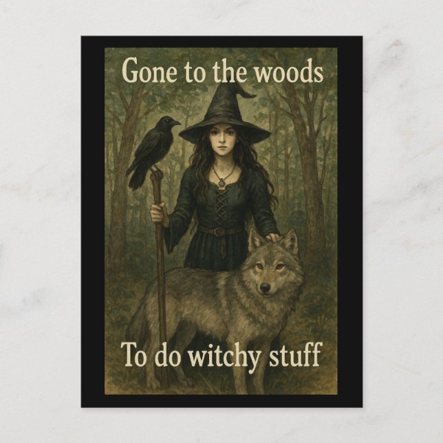 Witchy Stuff Woodland Witch Postcard (Front)