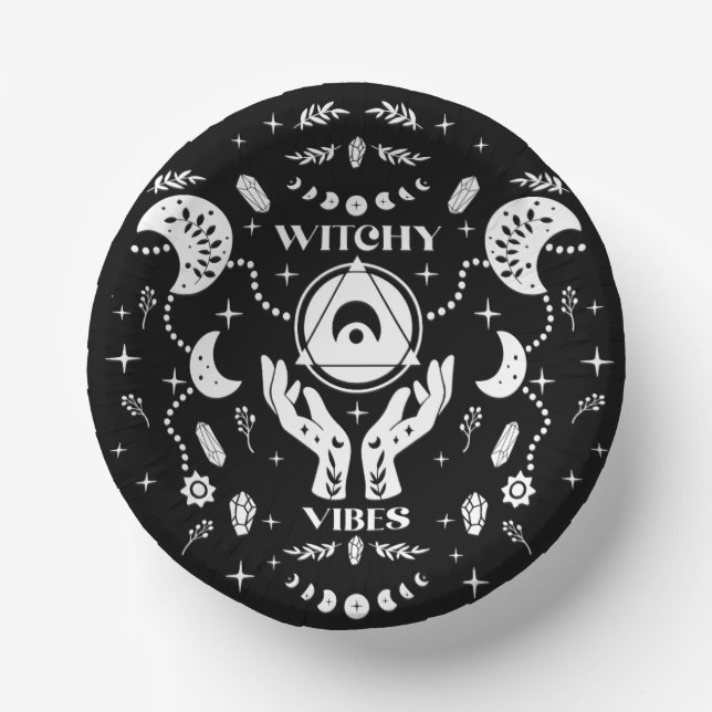 Witchy Vibes Halloween Paper Plate (Front)