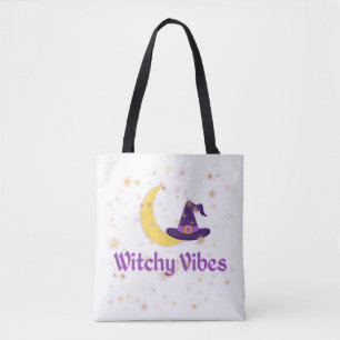 Witchy Vibes Moon & Hat Tote Bag