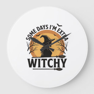 Witchy Vintage Halloween Quote Vector Design_1 Large Clock