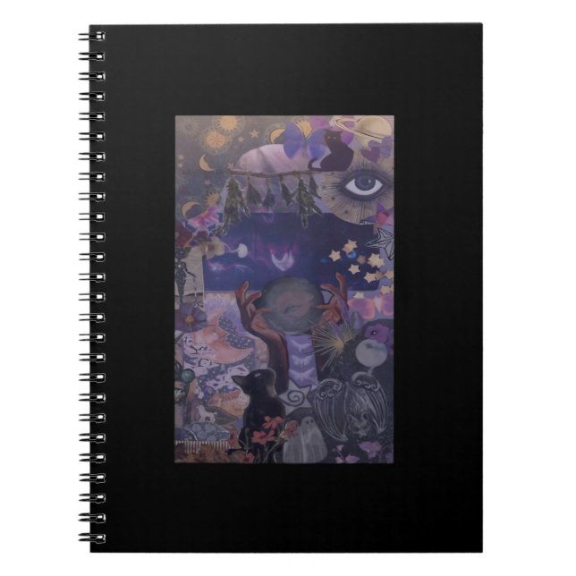 Witchy Whimsigoth Aesthetic With Cats Notebook (Front)