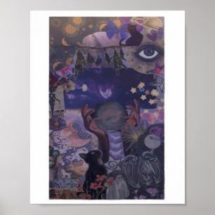 Witchy Whimsigoth Aesthetic With Cats Poster