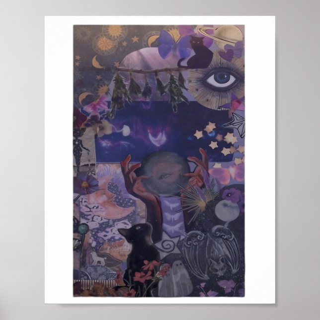 Witchy Whimsigoth Aesthetic With Cats Poster (Front)