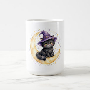 Witchy Whiskers Black Cat Halloween Coffee Mug