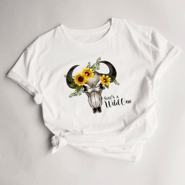 Witchy Wicca Pagan Flower Skull Horns T-Shirt (Creator Uploaded)