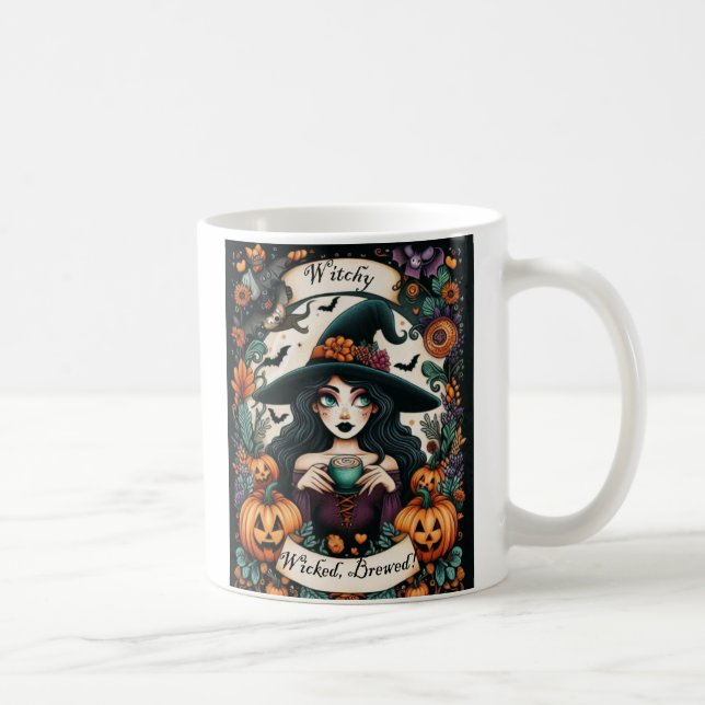 Witchy, Wicked, Brewed Attractive Halloween Witch  Coffee Mug (Right)