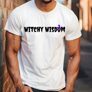 Witchy Wisdom halloween purple hat  typography T-Shirt