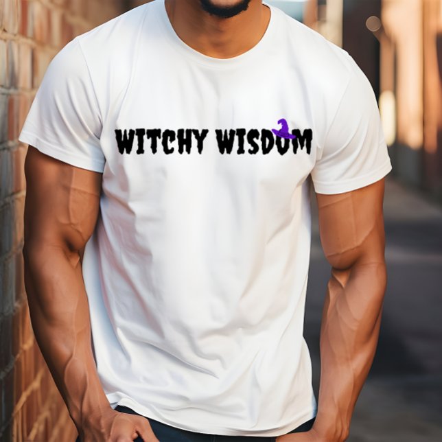 Witchy Wisdom halloween purple hat  typography T-Shirt (Creator Uploaded)