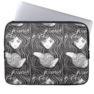 Witchy Woman Artistic Black and White Laptop Sleeve