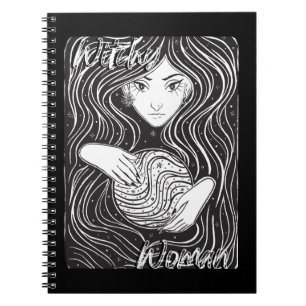 Witchy Woman Artistic Black and White Notebook