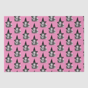 Witchy Woman, Black Elegant Witch holding Wine Tissue Paper