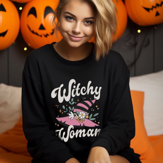 Witchy Woman Funny Pink Witch Halloween Sweatshirt (Witchy Woman Funny Pink Witch Halloween Sweatshirt)
