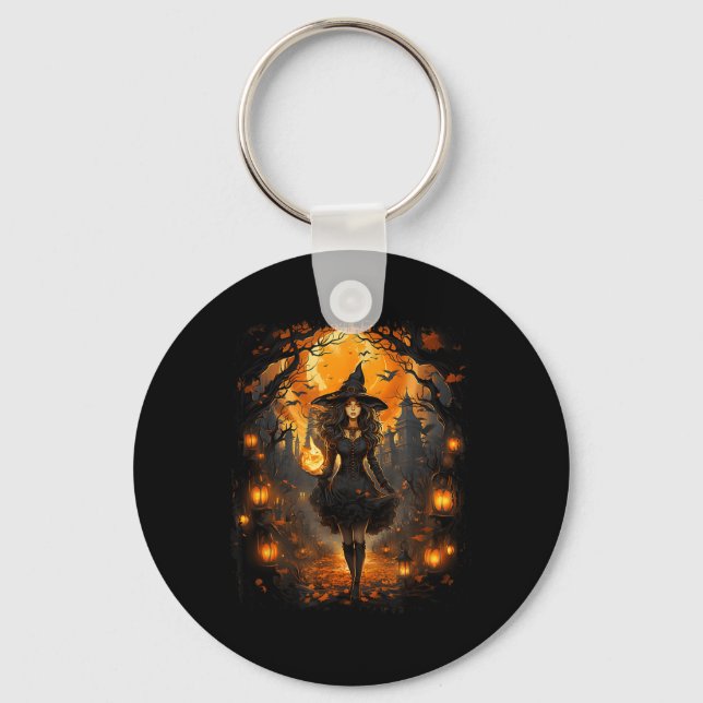 Witchy Woman Girl Halloween Costume Witchcraft Wit Key Ring (Front)