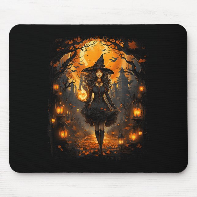 Witchy Woman Girl Halloween Costume Witchcraft Wit Mouse Pad (Front)