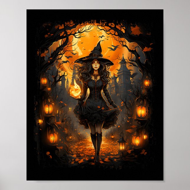 Witchy Woman Girl Halloween Costume Witchcraft Wit Poster (Front)