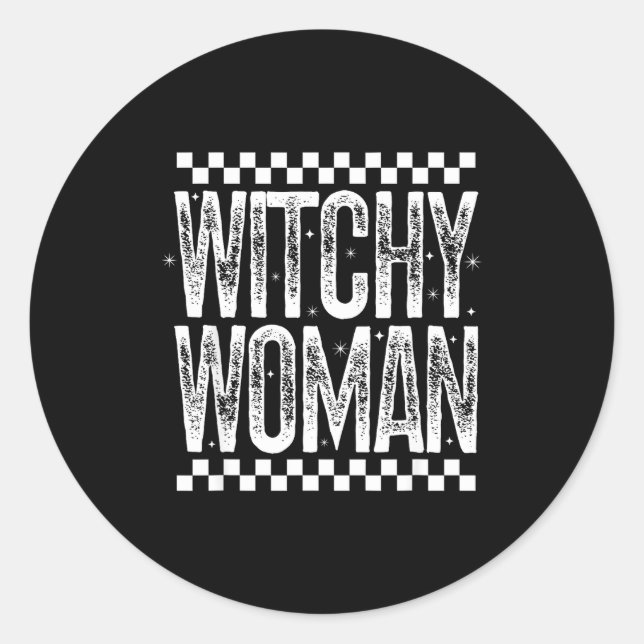 Witchy Woman Soky Mama Retro Halloween Season Quot Classic Round Sticker (Front)