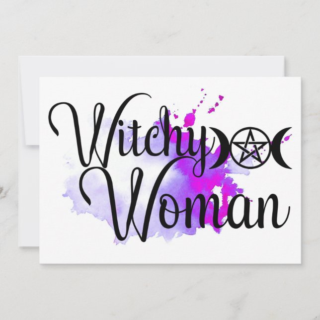 Witchy Woman Watercolor Thank You Card (Front)