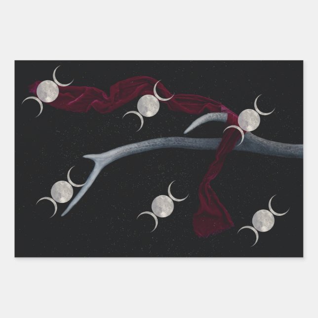 Witchy Woods Triple Moon wrapping paper (Front)