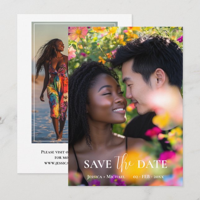 With 2 photos Ethereal Bloom  Save The Date (Front/Back)