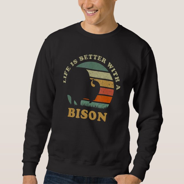 With A Bison Native American Indian Buffalo Sweatshirt (Front)