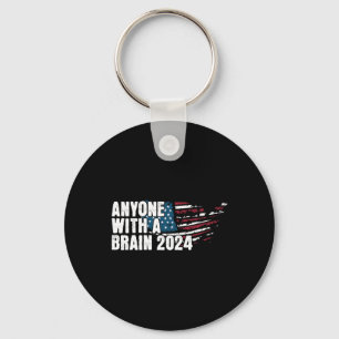 With A Brain 2024 Election Humour Tee Key Ring
