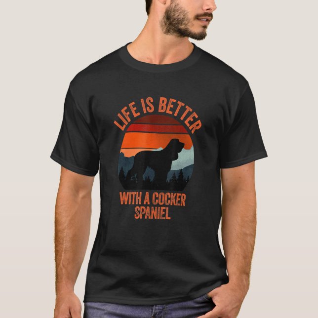 With A Cocker Spaniel Vintage Distressed T-Shirt (Front)