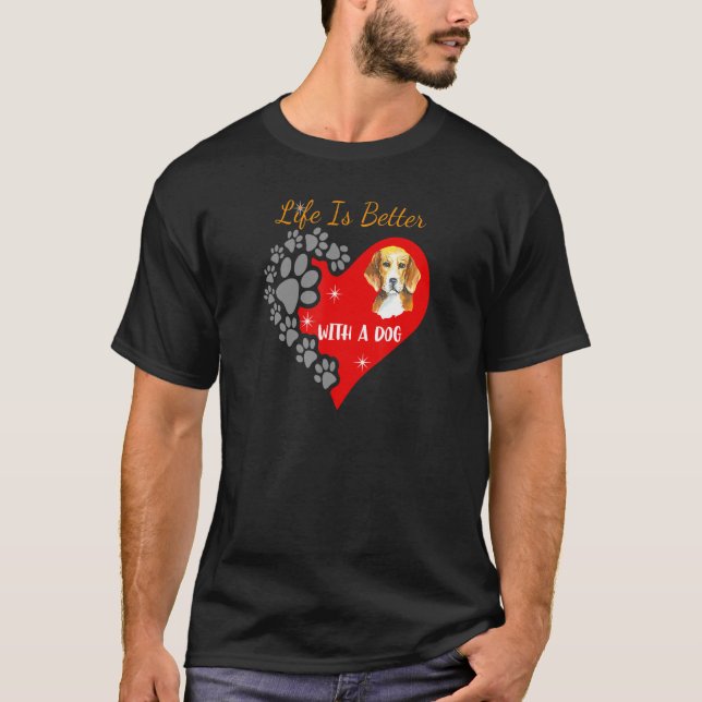 With A Dog  Beagle Design T-Shirt (Front)