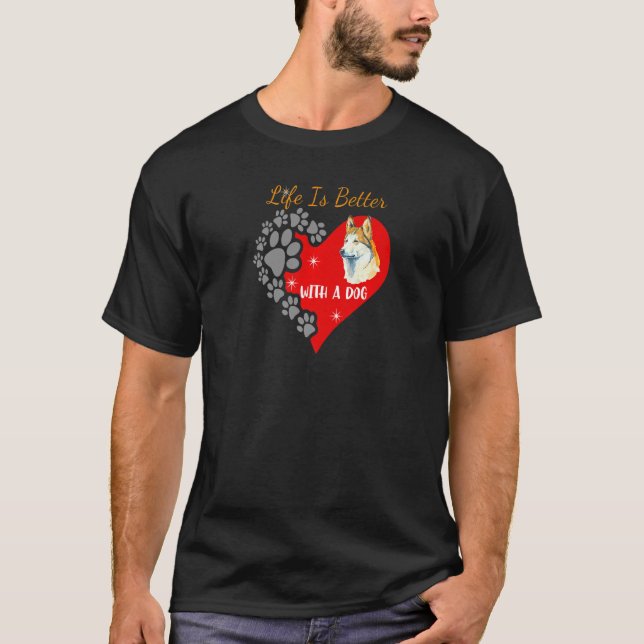With A Dog  Husky T-Shirt (Front)