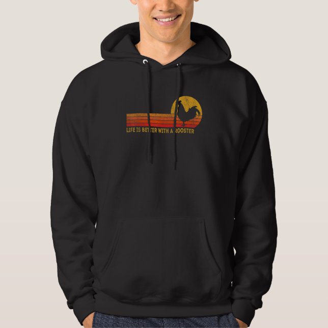 With A Rooster  Rooster Retro Hoodie (Front)