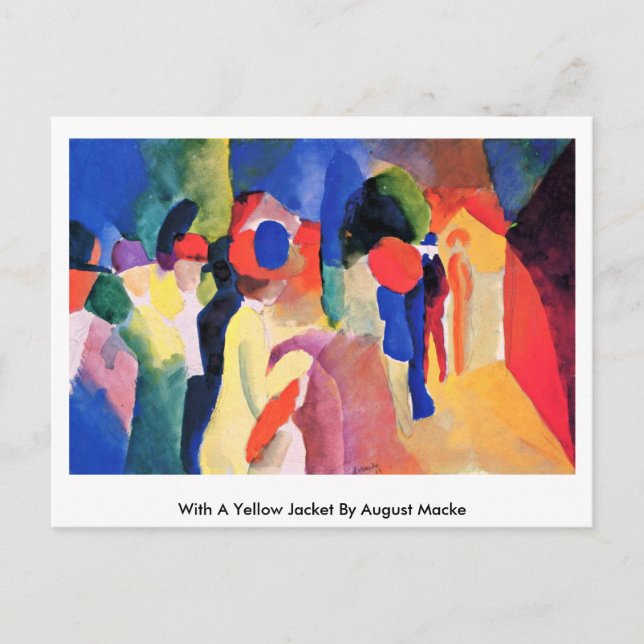 With A Yellow Jacket By August Macke Postcard (Front)