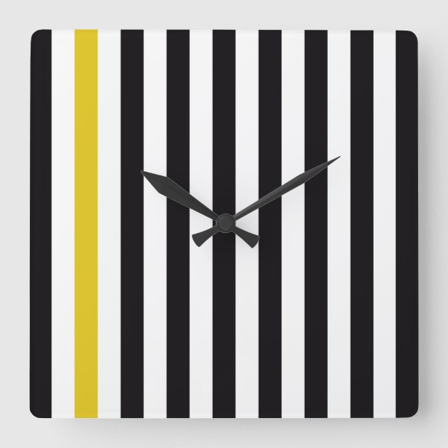With A Yellow Stripe Square Wall Clock (Front)