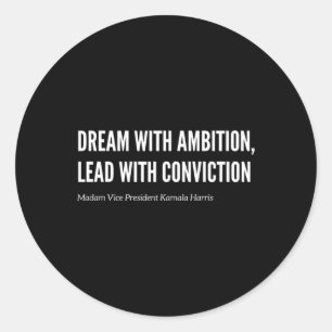 With Ambition Kamala Harris 2024 Election Anti Tru Classic Round Sticker