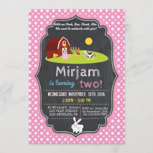 WITH AN OINK, BAA, CLUCK, MOO FARM BIRTHDAY PARTY INVITATION