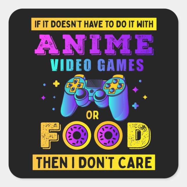 with anime video games or food cool boy present square sticker (Front)