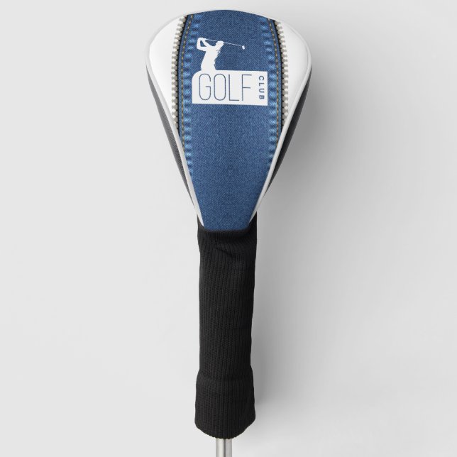 with blue jeans cuts golf head cover (Front)