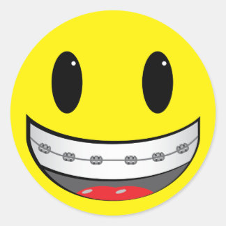 with braces classic round sticker