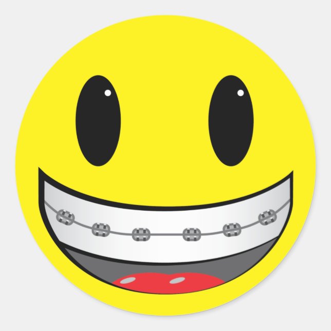 with braces classic round sticker (Front)