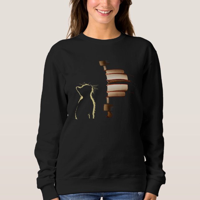 With Cats And Books  Cat Book Sweatshirt (Front)