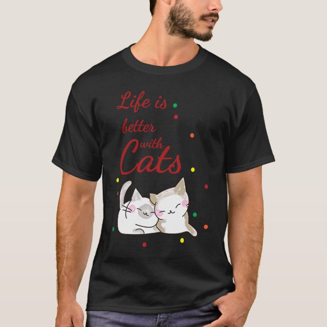 with cats Cat Illustration Kid Cat Gift T-Shirt (Front)