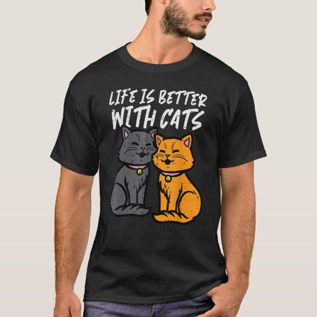 With Cats Cute Women Girls Kids Toddler Youth T-Shirt (Front)