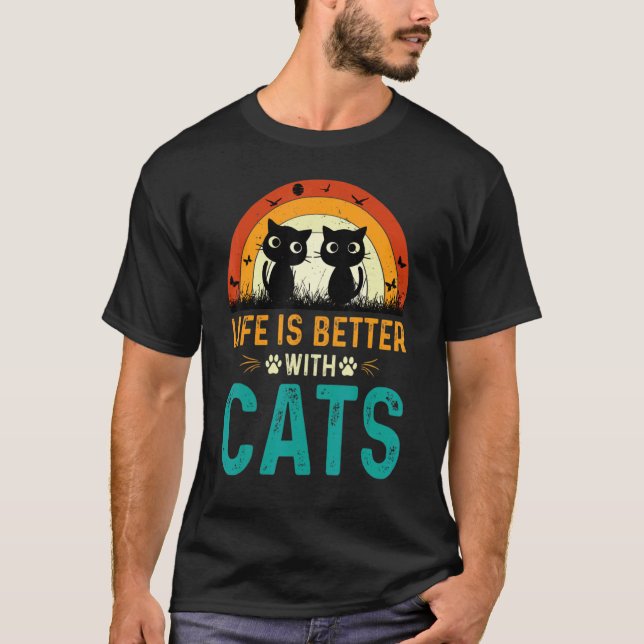 With Cats Grumpy Old Man Animal T-Shirt (Front)