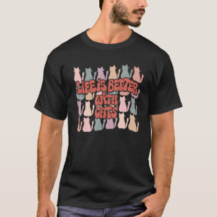 With Cats Retro Cat Mama Dad Groovy Men Women T-Shirt