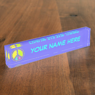 With Colors Filled PEACE Sign 1 Nameplate