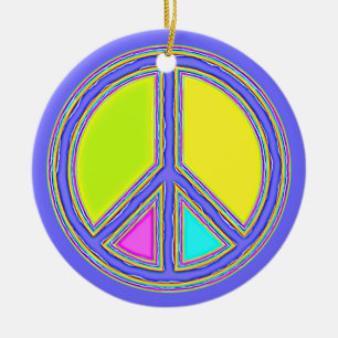 With Colours Filled PEACE Sign 1 Ceramic Ornament