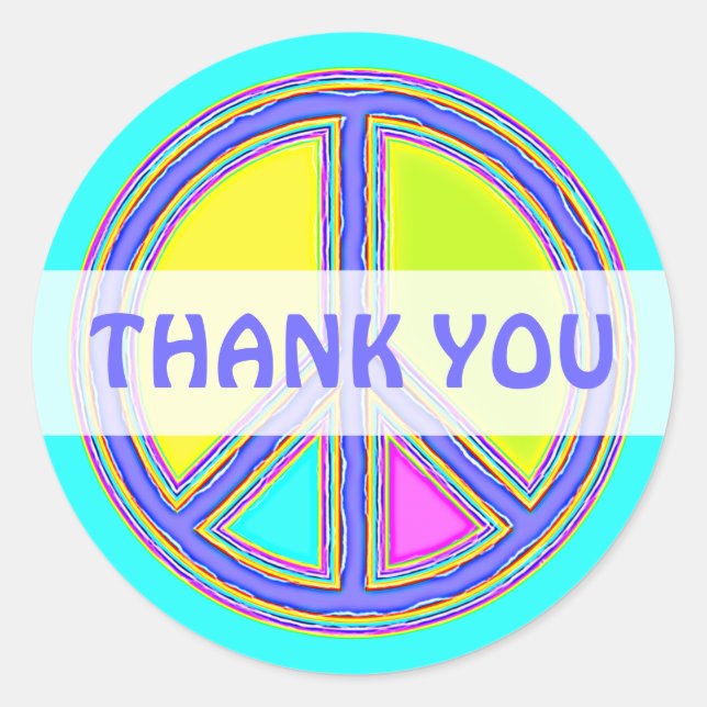 With Colours Filled PEACE Sign 1 Classic Round Sticker (Front)