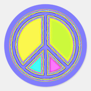 With Colours Filled PEACE Sign 1 Classic Round Sticker